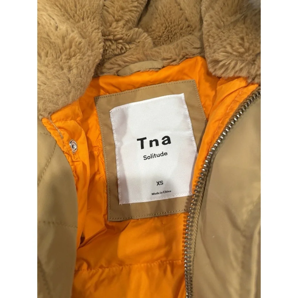 TNA Oversized Solitude‎ Parka Tan WARM jacket Sz XS Down  Aritzia